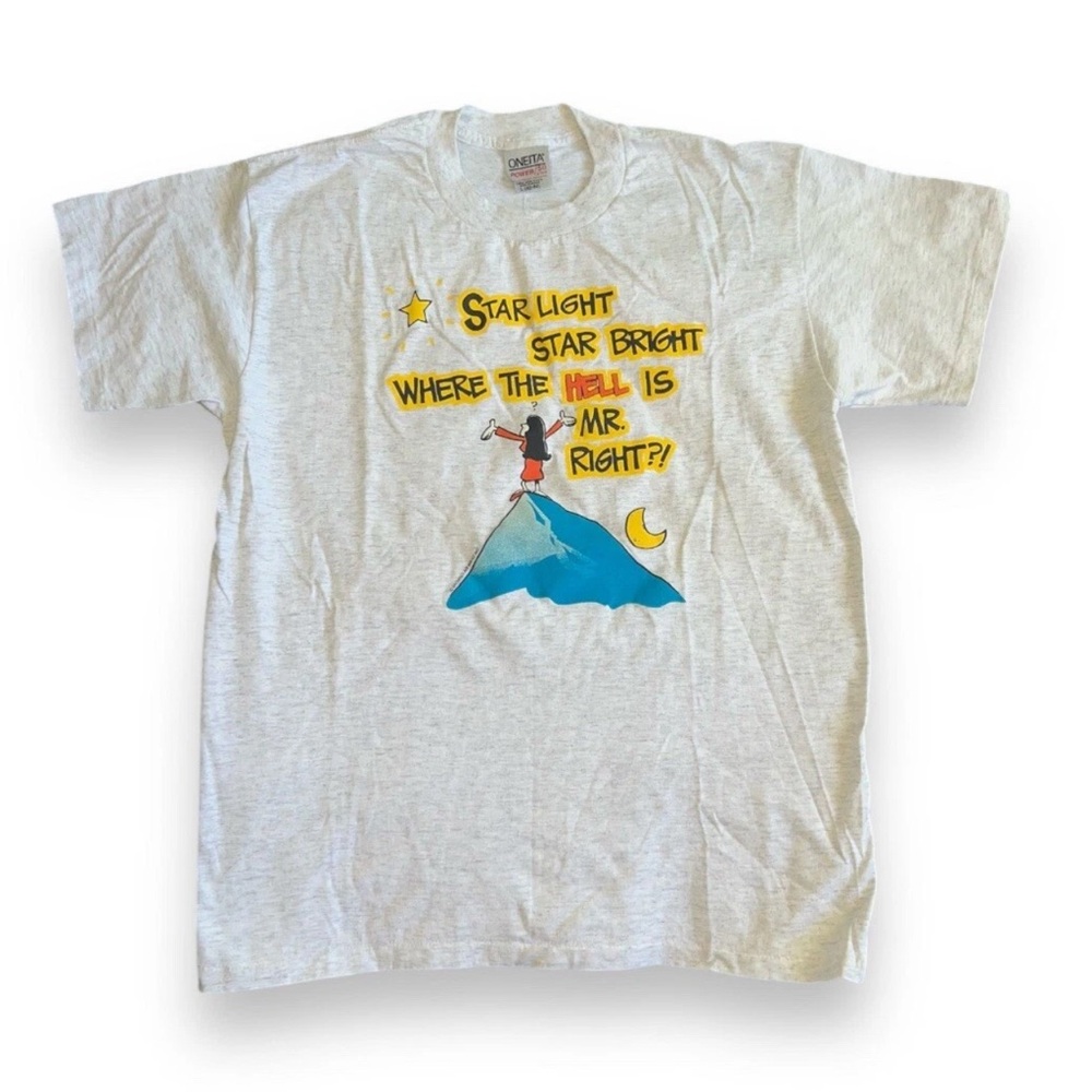 Vtg Star Light Star Bright Where The Hell Is Mr Right Single Stitch Shirt Medium